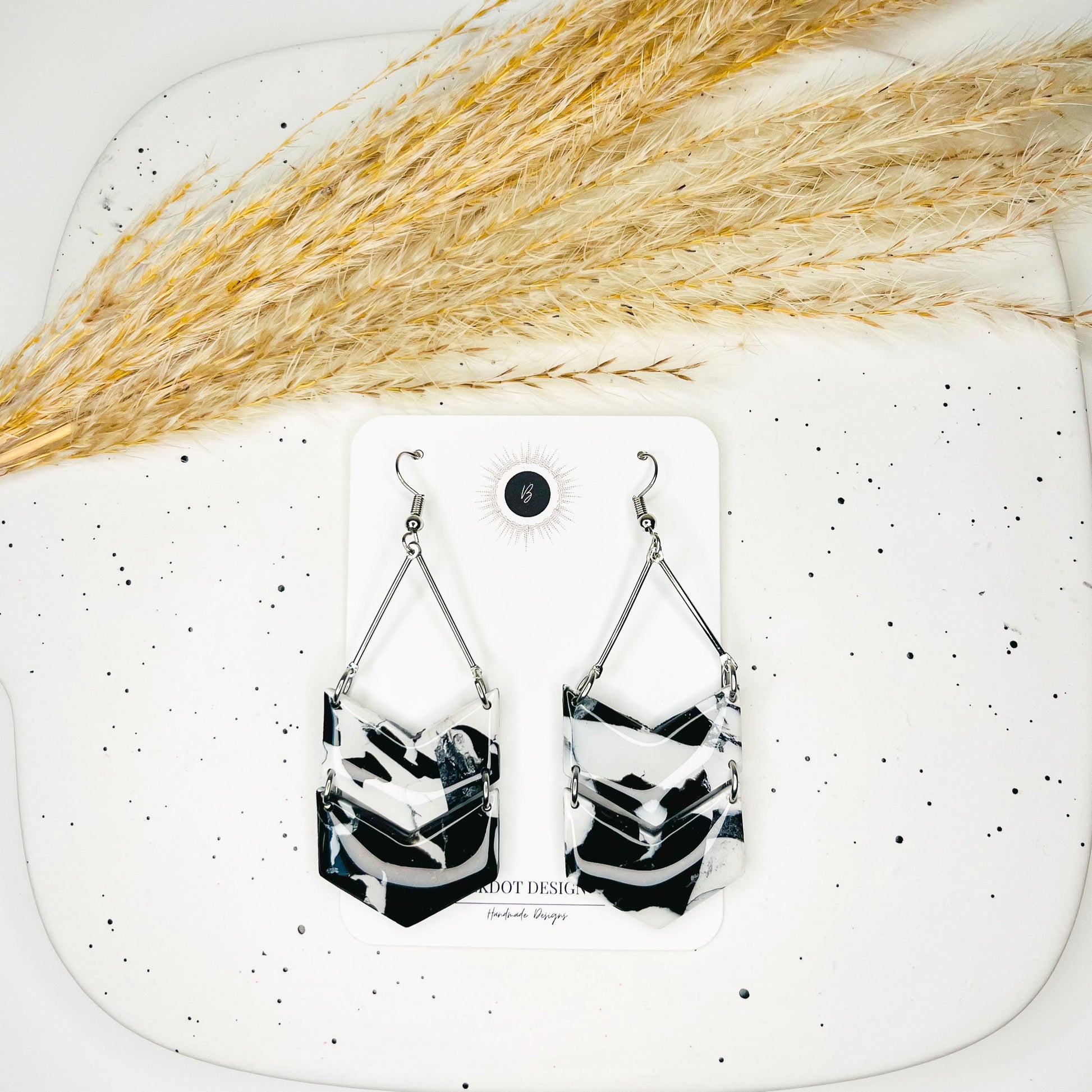 Black and White Marble Earrings